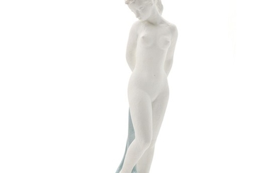 Johannes Hedegaard: “Pandora”. Womans' figure of partly glazed porcelain. Royal Copenhagen. H. 50 cm.