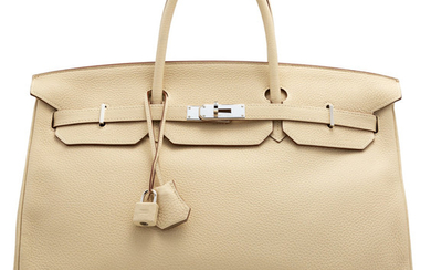 Hermès 40cm Parchment Clemence Leather Birkin Bag with Palladium...