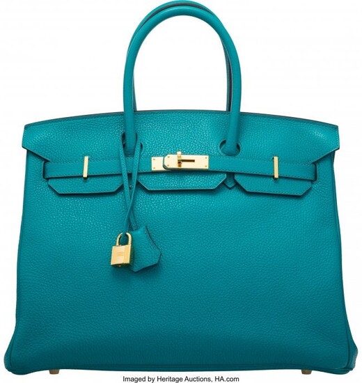 58161: Hermès 35cm Blue Paon Togo Leather Birkin