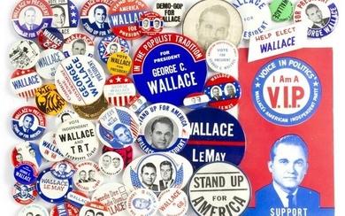 60 Vintage George Wallace Presidential Campaign Buttons