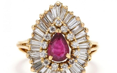 18KT Gold, Ruby, and Diamond Ring
