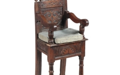 A carved oak child’s high chair, late 17th century