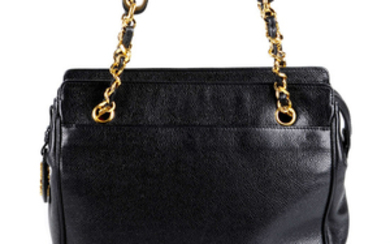 CHANEL - a 90s vintage caviar leather handbag.