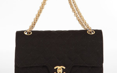 CHANEL Timeless Chanel Timeless handbag in black jersey canvas Hardware...
