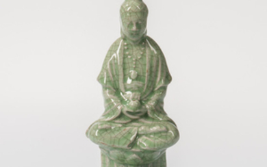 Crackled Celadon-glazed Figure of Guanyin