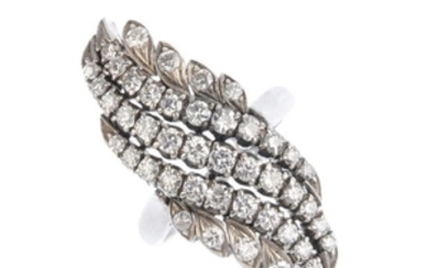 A diamond dress ring. Designed as three brilliant-cut