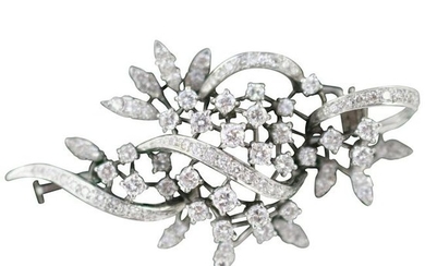 Diamond Set Foliate 18-Carat White Gold Brooch