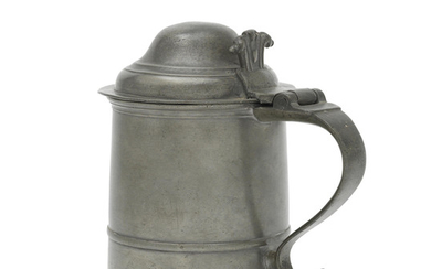 An early 18th century pewter dome-lidded tankard, English, circa 1715