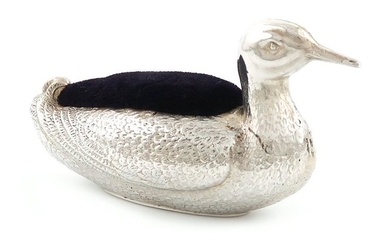 An Edwardian novelty silver duck pin cushion, by...