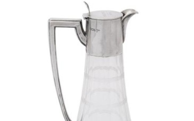 An Edwardian silver mounted glass claret jug by Walker & Hall