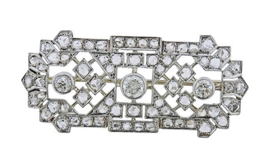 French Art Deco Platinum Diamond Brooch Pin