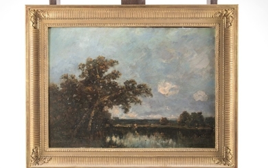 Jules DUPRE (1811-1889) Paysage à l'étang…
