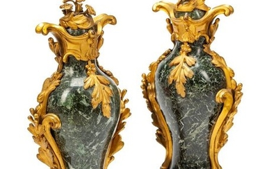A Pair of Louis XV Style Gilt Bronze Mounted Marble