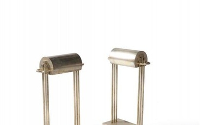 Marcel Breuer (after), a pair of chromed brass desk lamps