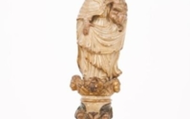 Our Lady of the Pillar Polychrome and gilt alabast…