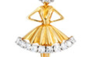 A platinum, 18k gold and diamond "Danseuse" pendant,, Van Cleef & Arpels, circa 1950