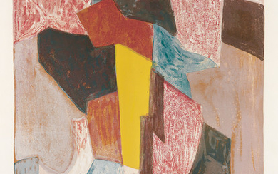SERGE POLIAKOFF Composition Rouge, Carmin et Jaune. Color lithograph on Rives, 1958. 640x490...