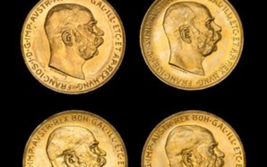 A Set of Four Austrian 100 Corona Gold Coins