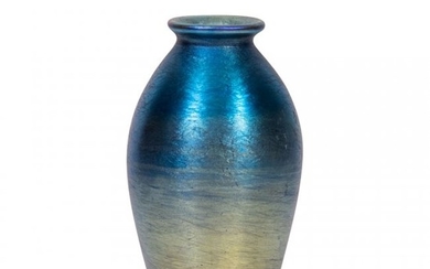 Tiffany Favrile Glass Miniature Blue Iridescent Vase