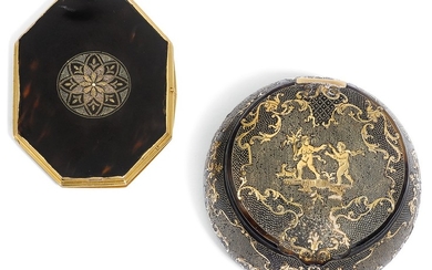 TWO GOLD-MOUNTED TORTOISESHELL PIQUÉ BOXES, EARLY 18TH CENTURY