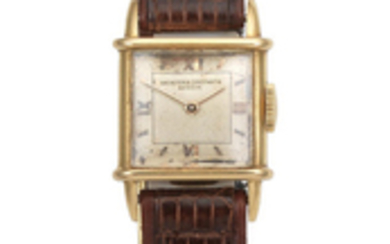 Vacheron & Constantin. A lady's 18K gold manual wind square wristwatch