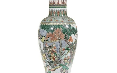 A large Chinese famille verte-decorated baluster vase
