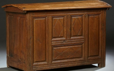 Large French Provincial Carved Oak Coffer, 19th c., the