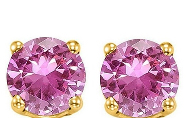 6MM Lab Pink Sapphire Stud Earrings in 10k Yellow Gold