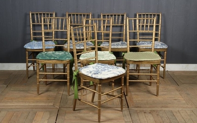 8 Gilt Faux Bamboo Chairs