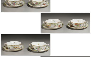 (8) Herend Porcelain Soup Cups & Saucers