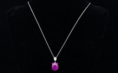 8.20ct GIA Burma Ruby, Diamond & Platinum Necklace