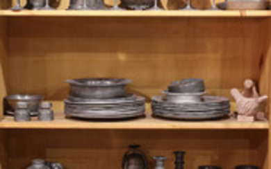 Collection of early Continental and American pewter table articles