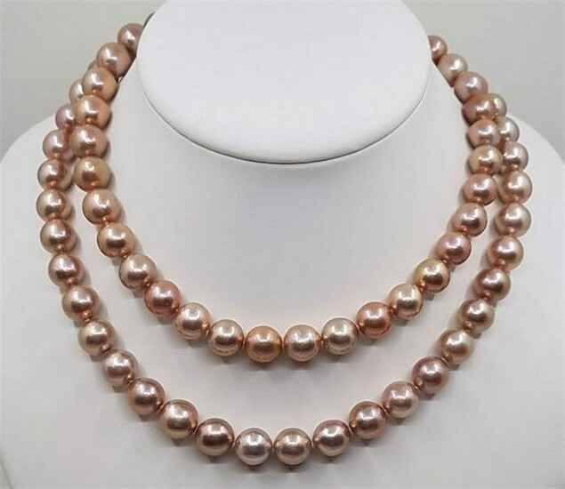 925 Silver - 10x11mm Pink Edison Pearls - Necklace