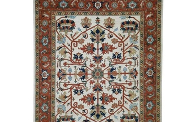 Peshawar Hand-Knotted Pure Wool All-over Heriz Design