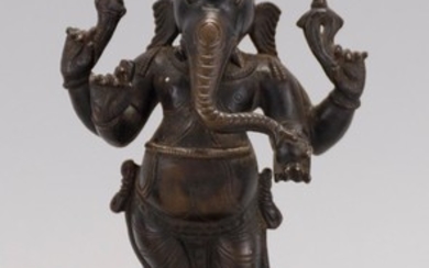 CHINESE BRONZE FIGURE OF GANESH Standing on a lotus base. Height 7.5".
