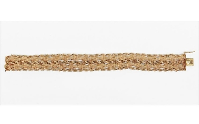 A 14 Karat Yellow Gold Rope and Mesh Bracelet.