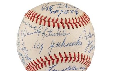 A 1944 St. Louis Cardinals and St. Louis Browns World Series Reunion Signed Baseball (Beckett Authen