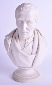 A 19TH CENTURY PARIAN WARE BUST OF THE DUKE OF