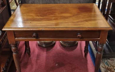 A 19th Century Mahogany Side Table with single frieze drawer...