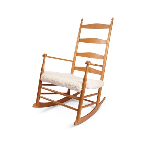 A 20th century Shaker birch ladder-back rocking chair With o...