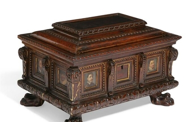 A Baroque style parcel gilt walnut table casket