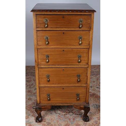 A CHIPPENDALE DESIGN MAHOGANY TALLBOY of rectangular outline...