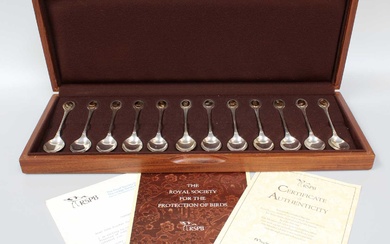 A Cased Set of Twelve Elizbeth II Parcel-Gilt Silver Spoons,...