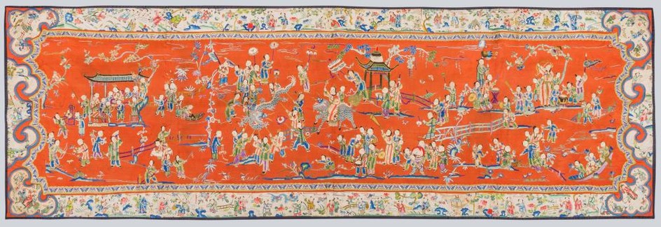 A Chinese Embroidered on Silk Festival Scene.