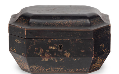 A Chinese Export Lacquer Tea Caddy