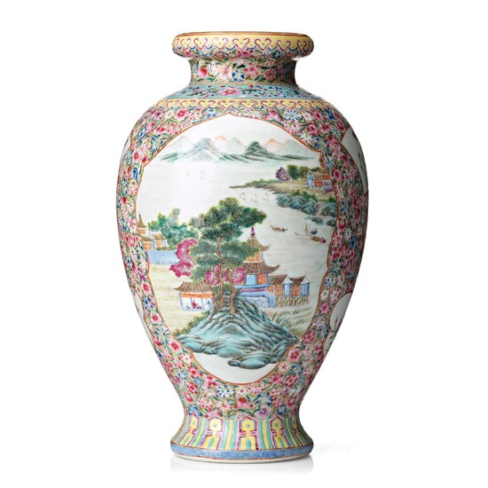 A Chinese famille rose Republic vase, 20th century.
