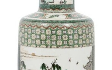 A Chinese porcelain rouleau vase, 19th century,...
