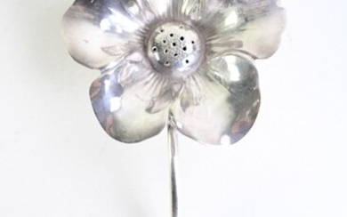 A Daffodil silver salt dispenser L:14cm