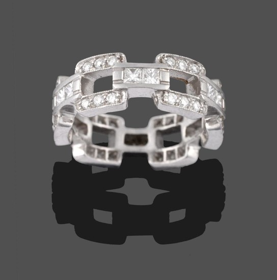 A Diamond Eternity Ring, of open brick link design, the...