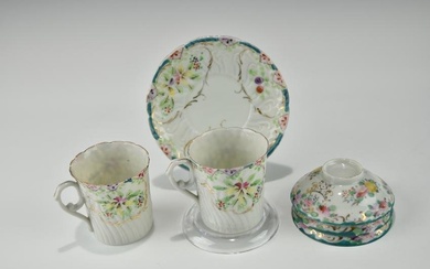 A FRENCH VICTORIAN EGGSHELL PORCELAIN TEA SET AND A CUP